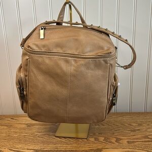 Tan Leather Backpack with Classic Design
